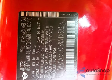 2010 Mini Cooper Clubman z USA, uszkodzony, nr VIN WMWML3C58ATX39356